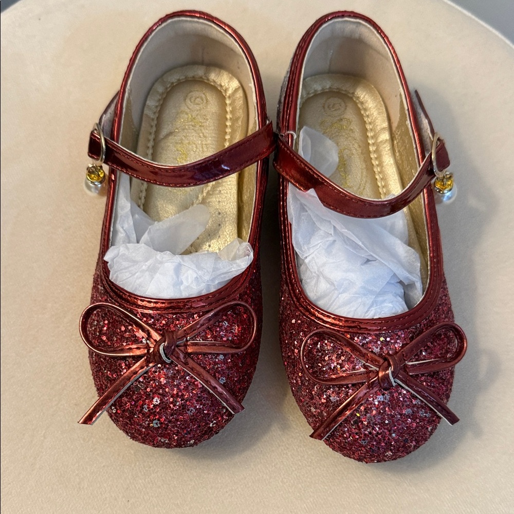 Source Unknown Red Glitter Mary Jane Dress Shoes